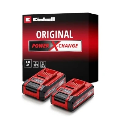 Image of Einhell Power x Change Plus 18V, 4.0Ah Lithium Ion Battery Twinpack 2nd Generation, Extra for Intensive Operation 2 Batteries Universally Compatible with All PXC Machines