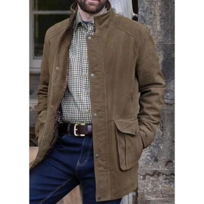 Image of Hoggs of Fife Dunkeld II Leather Jacket Khaki XXX LargeXXX Large