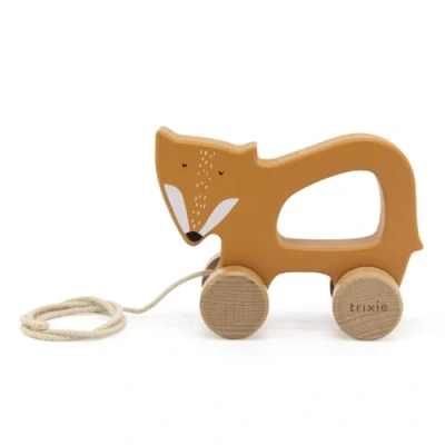 Image of Trixie Mr. Fox Pull Along Toy FSC Certified Wood 12m+ Orange