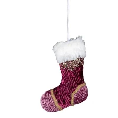 Image of Pink Burgundy Mini Santa Stocking 15cm Christmas Tree Hanging Decorations Festive Decorative Ornaments Fairy Tale Themed Xmas Pendant