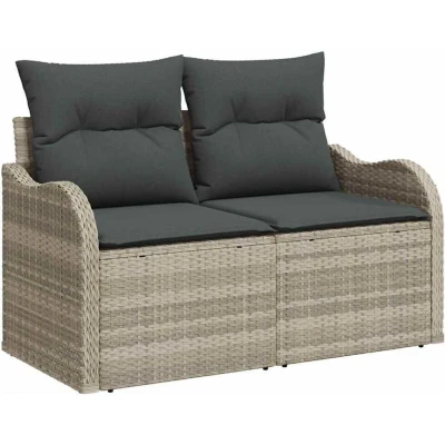 Image of vidaXL 10 Piece Garden Sofa Set with Cushions Light Grey Poly Rattan
