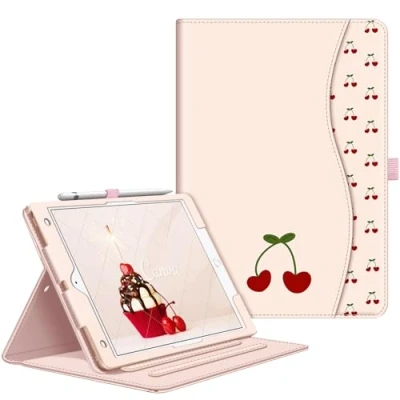 Image of Fintie Case for iPad 9th / 8th 7th Generation (2021/2020/2019) 10.2 Inch [Corner Protection] Multi Angle Viewing Stand Cover with Pocket &amp; Pencil Holder, Auto Sleep Wake, Coquette Cherries