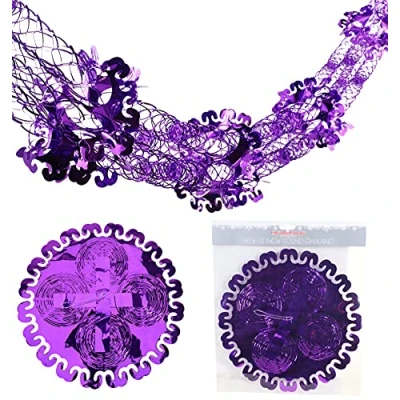 Image of Christmas Concepts® 9ft x 1ft Large Round Foil Garland Festive Hanging Decorations Trimming (Purple)