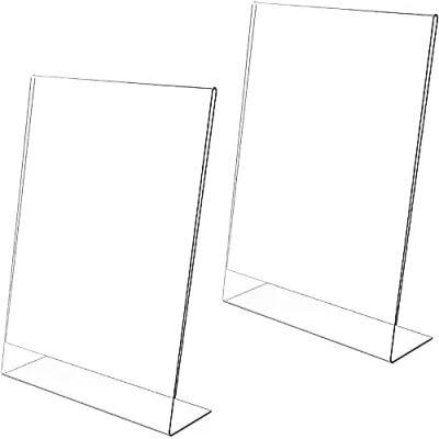 Image of Aieraczy 2 Pack Acrylic Sign Holders A5, Plastic Display Stands A5 L Shaped Base Menu for Tables, Poster Counter Leaflet Restaurant, Hotel, Office, Shop Stall