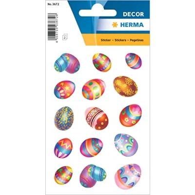 Image of HERMA 3672 Easter Stickers Eggs Self Adhesive for Children Decoration, Crafts or as a Gift, 30