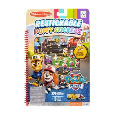 Image of Melissa &amp; Doug PAW Patrol Restickable Puffy Stickers Big Pup Trucks Sticker Book Travel Activity Reusable 3+ Gift for Boy or Girl