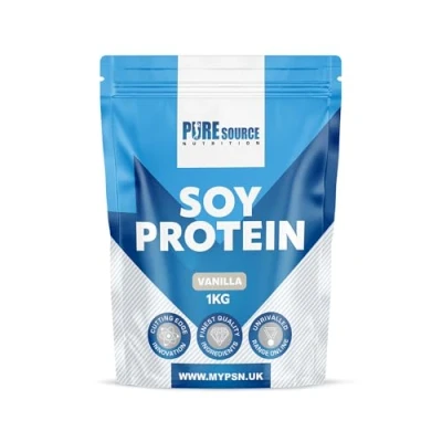 Image of Pure Source Nutrition Soy Protein Isolate Powder (90% Protein) 1KG / 1000g Vanilla SOYA Vegan for Superfood Supergreens Dairy Free Plant Based
