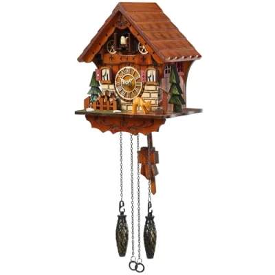 Image of Kintrot Cuckoo Clock Handcrafted Traditional Black Forest Wood Wall Decor