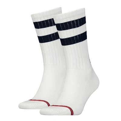 Image of Tommy Hilfiger CREW SOCK, White/Navy, 39/42 (pack of 2)