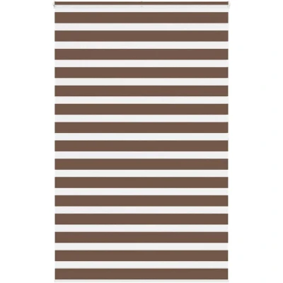 Image of vidaXL Zebra Blind Brown 150x200 cm Fabric Width 145.9 Polyester