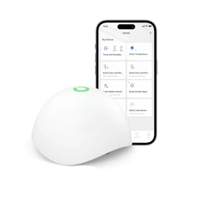Image of meross Water Leak Detector Hub Needed, Smart Alarm, App Alert, Replaceable Batteries, Interlinked, Apple HomeKit Supported, Wireless IP67 Flood Sensor, for Kitchen Bathroom Basement Garage