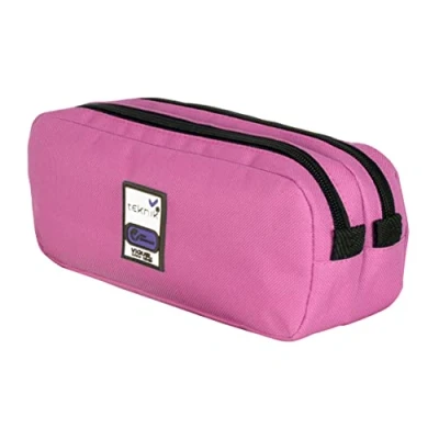 Image of Viquel Teknik Girl 2 Compartment Pencil Case Large Capacity School Pink