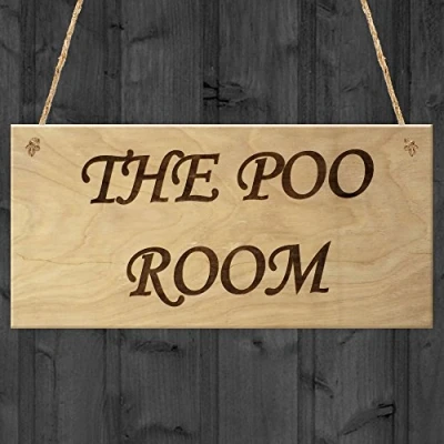 Image of Red Ocean The Poo Room Bathroom Humour Toilet Door Funny Sign Novelty Gift Poop Wooden Plaque