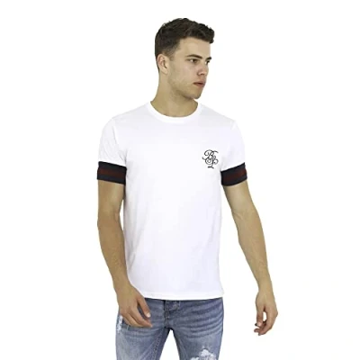 Image of BRAVE SOUL Mens Short Sleeve Cotton Crew Neck T Shirts, White, Drummond,M