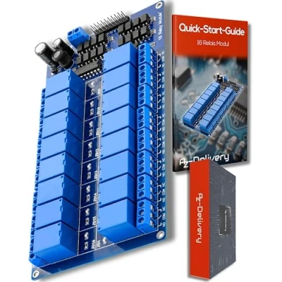 Image of AZDelivery 16 Channel Relay Module DC 12V with Optocoupler Low Level Trigger Board compatible Arduino Including E Book!