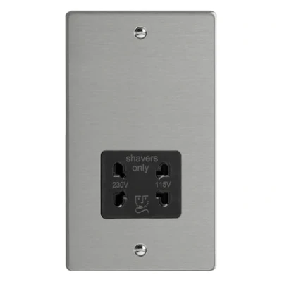 Image of Varilight Dual Voltage Shaver Socket 230V/115V Brushed Steel