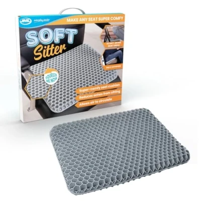 Image of JML Soft Sitter Honeycomb Cushion Gel Seat for Support and Flexibility, Home, Office, Gaming Car Pads Lightweight, Durable, Breathable All Day Comfort Posture, Grey