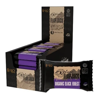 Image of Torq Explore Flapjack Black Forest Plant Based Vegan Nutrition Snacks for Running, Cycling, Sports Endurance Flapjacks Energy Bars Box of 20