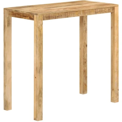 Image of vidaXL Solid Wood Bar Table Farmhouse Style Mango Pub Table, Sturdy Bistro with Rustic Finish for Dining Room and Kitchen