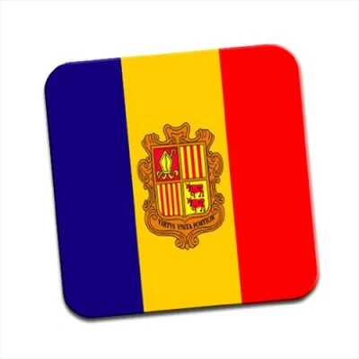 Image of Andorra Flag Single Premium Glossy Wooden Coaster