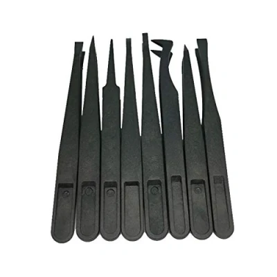 Image of 8 Pieces Tweezers Plastic Anti Static for Electronics Jewelry Making Laboratory Work Repairing Hobbies