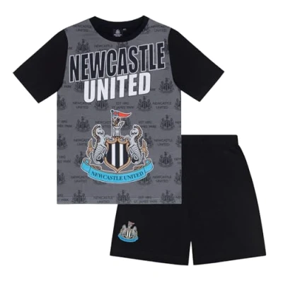 Image of Newcastle United FC Official Gift Boys Sublimation Short Pyjamas Black 10 11 Years