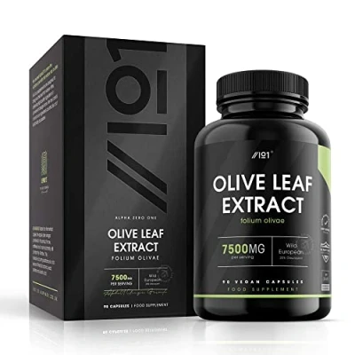 Image of Olive Leaf Extract Capsules 7,500mg Wild European 20% Oleuropein, 90 Vegan No Additives — Non GMO, Gluten Free, Halal.