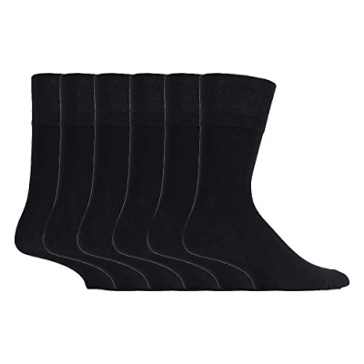 Image of Gentle Grip Sock Shop 6 Pairs Mens Loose Soft Top Non Elastic Bamboo Socks (6 11 UK, SOMRM01)