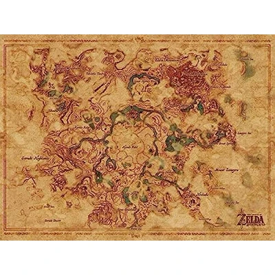 Image of Nintendo The Legend of Zelda: Breath Wild (Hyrule World Map) Canvas Print, Multi Colour, 60 X 80 cm