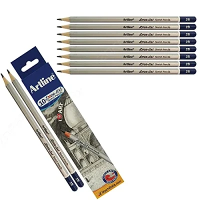 Image of artline 2B Graded Love Art Professional Artist 10 x Pencils Draw Sketch Shade
