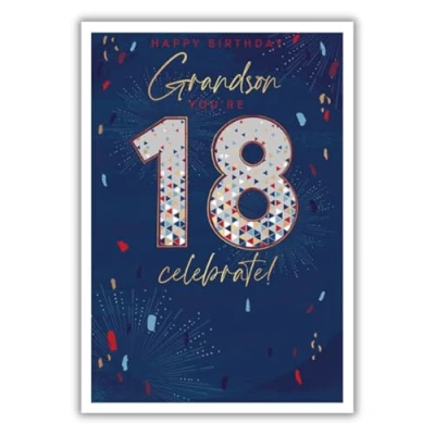 Image of Words N Wishes Grandson 18th Birthday Card Happy You&#039;re 18 Celebrate!