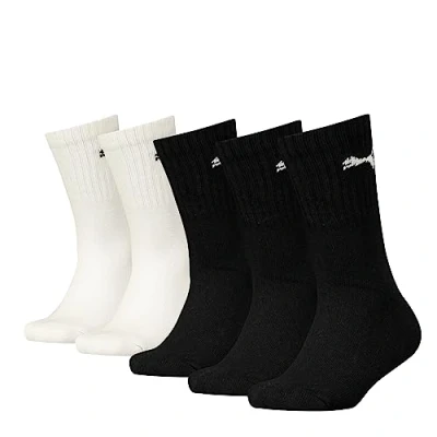 Image of Puma Children Unisex&#039;s Kids&#039; Socks (5 Pack), Black/White, 31/34 (Pack of 5)