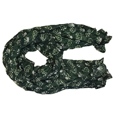 Image of fat catz copy Skull &amp; Crown Crinkle Celebrity Ladies Large Fashion Shawl Scarf 70&quot; x 40&quot; (Green Crown)