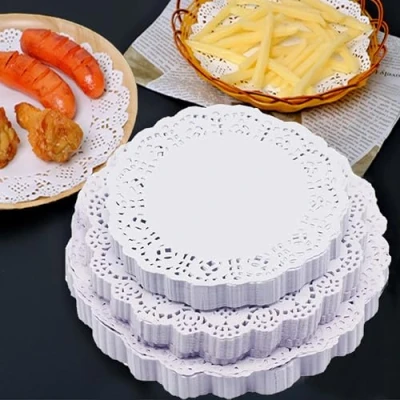 Image of DXIA 300 Pieces White Round Lace Paper Doilies,Cake Packaging Pad, Doilies Hollowed Doilies, Assorted Sizes 4.5 Inch, 6.5 8.5 Inch,for Wedding Party Birthday Decoration