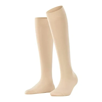 Image of FALKE Women&#039;s Cotton Touch W KH Thin Long Plain 1 Pair Knee High Socks, Beige (Cream 4011) new eco friendly, 2.5 5