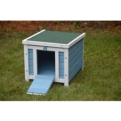 Image of Bunny Business Cat/Puppy/Rabbit/Guinea Pig Wooden Hide House, 51 x 44 42cm, Blue