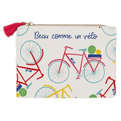 Image of Draeger Paris Bicycle Print Coin Purse, Multicolored, Cotton Zip Purse
