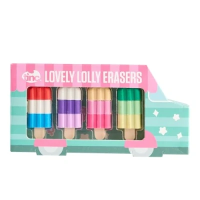 Image of Tinc Lovely Lolly Striped Erasers Collection Pack for Kids Use at School &amp; Homework (S4LOLLER)