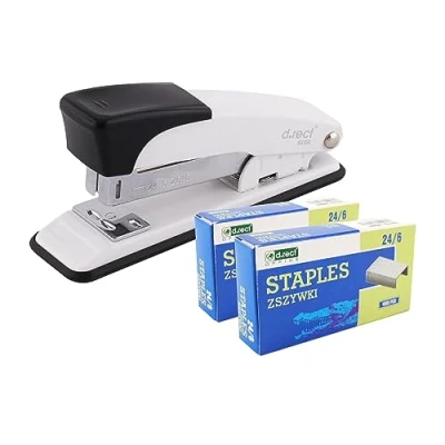 Image of D.RECT 315A Metal Stapler with 2,000 Staples, Office Stapler, Industrial Table 30 Sheets, for Office, Desk, White