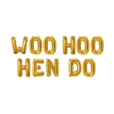Image of Neviti 776209 Gold Foil WOO HOO Hen DO Balloon Bunting, 40 x cm
