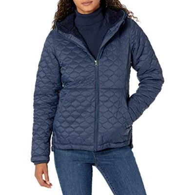 Image of Amazon Essentials Women&#039;s Lightweight Water Resistant Sherpa Lined Hooded Puffer, Navy, S