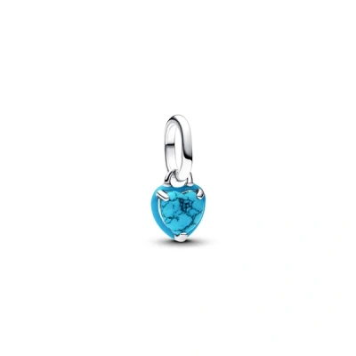Image of Pandora Silver Turquoise Heart Mini Dangle Charm