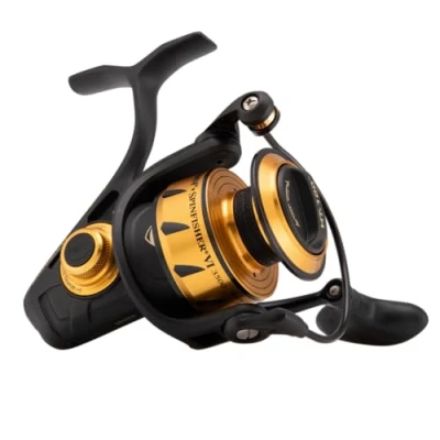 Image of PENN Spinfisher VI Spinning Reel, Fishing Sea Inshore Fishing, Reel With IPX5 Sealing That Protects Against Saltwater Ingression, Caters for different species, Black / Gold, 3500