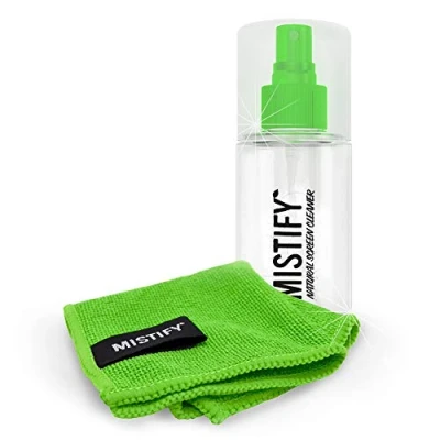Image of Mistify Natural Screen Cleaner Kit 120ml Spray Bottle with 1 Microfibre Cloth [Smartphones Tablets Laptops TVs Touchscreen Keyboards Oleophoebic Smartwatch LED Plasma LCD TV 4K]