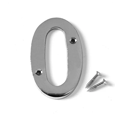 Image of Merriway BH04327 Polished Chrome Screw On House Flat Gate Post Numeral 75 mm (3 Inch) Number 0