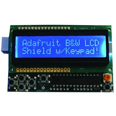 Image of LCD Shield Kit w/ 16x2 Character Display Only 2 pins used!