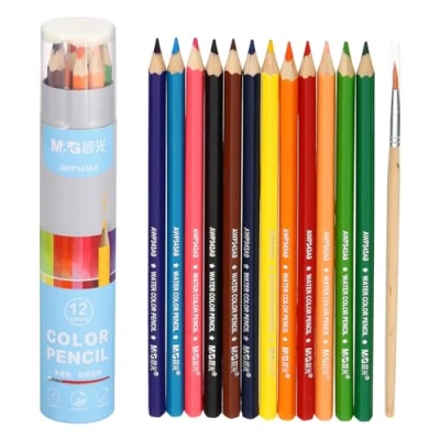 Image of M&amp;G 12 Colors Colored Pencils Set, 12pcs Drawing Color Pencil Water Soluble Art Supplies for Beginner Adult Coloring Book Gifts with Blue Holder