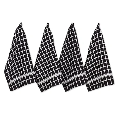 Image of DII Cotton Terry Windowpane Dish Towels, 16 x 26 Set of 4, Machine Washable and Ultra Absorbent Kitchen Bar Towels Black Check