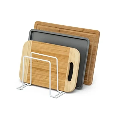 Image of simplywire Baking Tray and Chopping Board Rack Pan Storage Kitchen Cupboard Organiser White