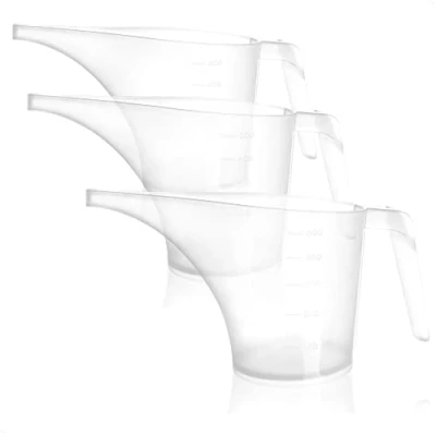 Image of com four® 3x funnel jug, watering can with spout, transparent can, dosing jug for making soap, oil, flowers